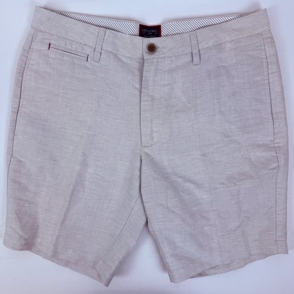 Untuckit Paumanok Linen Blend Flat‎ Front Shorts 9” Inseam Size 34 Gray Men’s - Picture 1 of 10